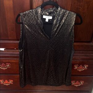 Nine West Black and Gold Sleeveless Blouse shimmery